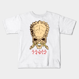 Predator skull and red signs Kids T-Shirt